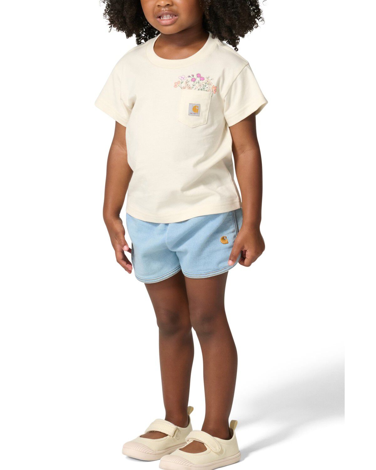 Carhartt Toddler Girls' Flower Pocket Short Sleeve Graphic T-Shirt, Cream, hi-res
