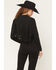 Image #4 - Idyllwind Women's Twinpines Faux Suede Fringe Embellished Long Sleeve Button-Down Western Shirt, Black, hi-res