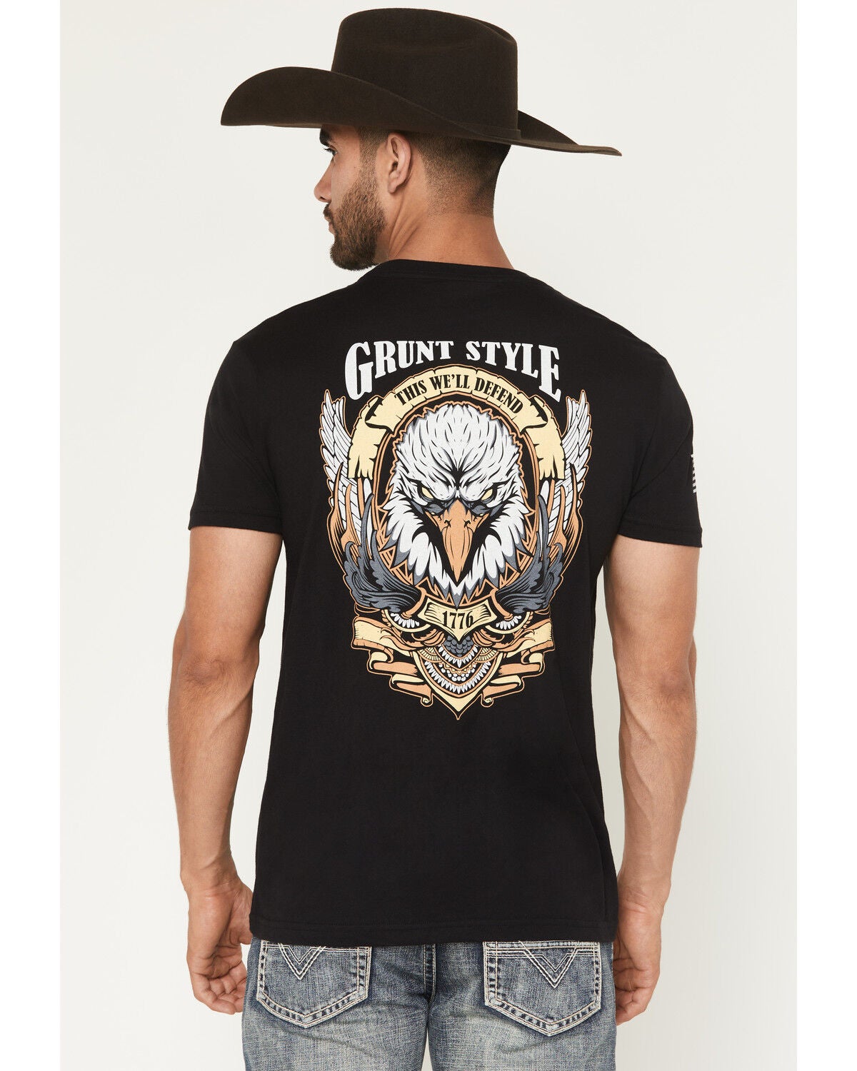 Grunt Style Men's Easy Rider Eagle Short Sleeve Graphic T-Shirt, Black, hi-res