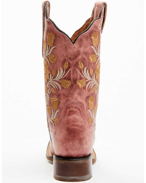 Image #5 - Dan Post Women's Athena Floral Embroidered Western Performance Boots - Broad Square Toe, Pink, hi-res