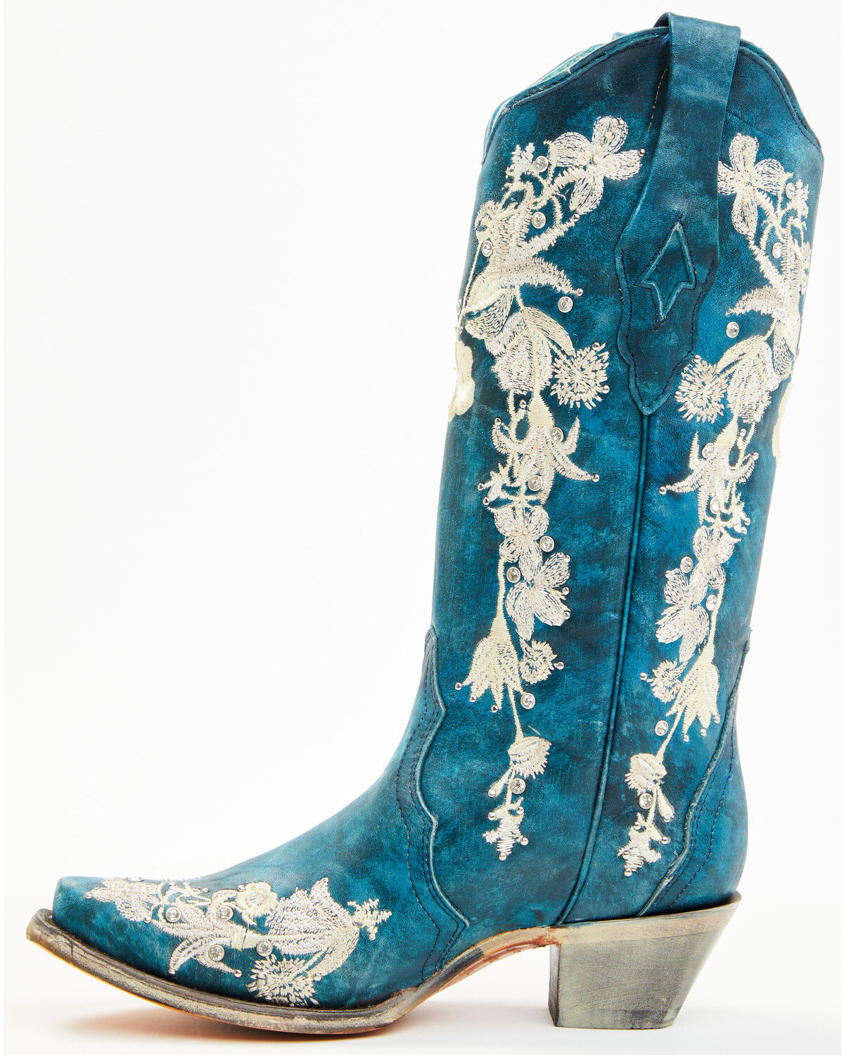 Image #3 - Corral Women's Floral Embroidered & Rhinestone Studded Western Boots - Snip Toe, Navy, hi-res