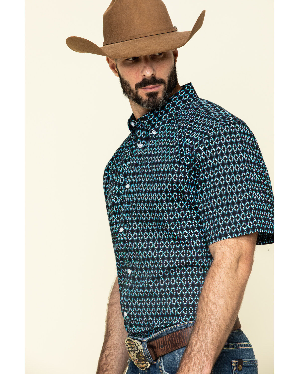 Image #3 - Cody James Core Men's High Roller Geo Print Short Sleeve Western Shirt, , hi-res