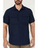 Brothers & Sons Men's Solid Dobby Performance Short Sleeve Button-Down Western Shirt , Navy, hi-res
