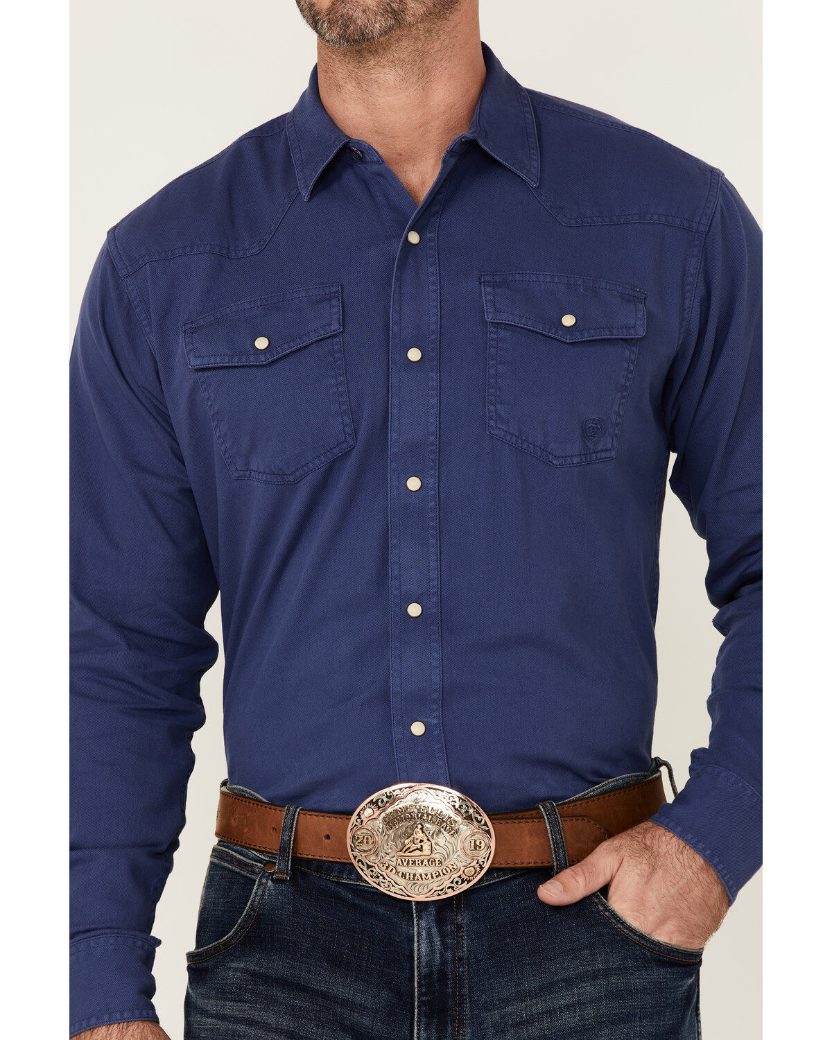 Image #3 - Ariat Men's Solid Teal Jurlington Retro Long Sleeve Pearl Snap Western Shirt, Blue, hi-res