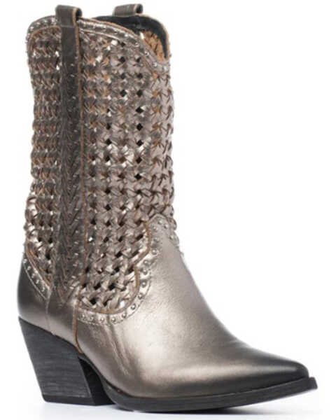 Golo Women's Reverse Woven Shaft Western Fashion Boots - Snip Toe, Steel Blue, hi-res