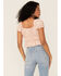 Image #3 - Jolt Women's Jacquard Crinkle Short Sleeve Peasant Crop Top, , hi-res