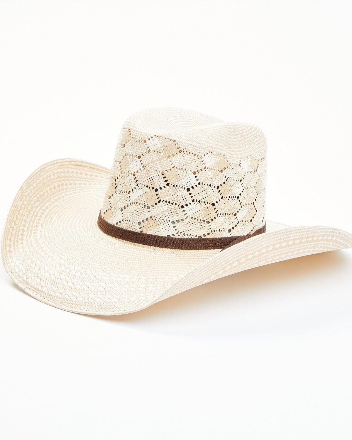 Image #1 - Serratelli Natural Laredo Hexagon Wheat Brick Shantung Straw Western Hat, , hi-res