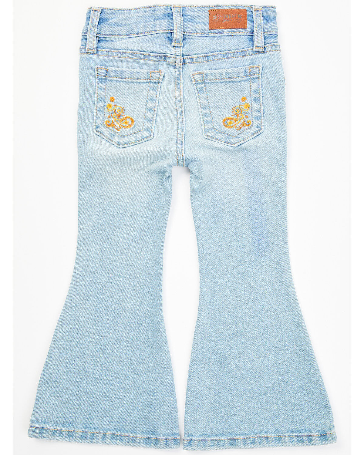 Image #3 - Shyanne Toddler Girls' Floral Embroidered Light Wash Flare Stretch Denim Jeans, Light Wash, hi-res