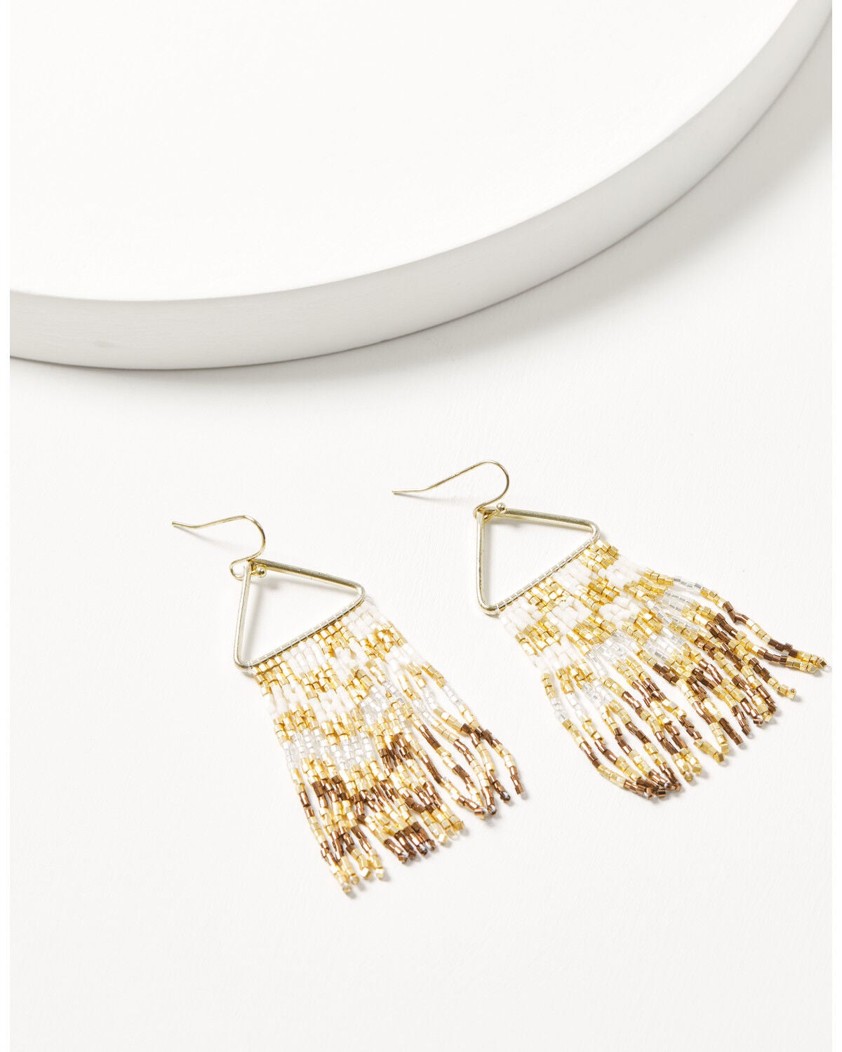 Image #1 - Ink + Alloy Women's Paige Ombre Checked Beaded Fringe Earrings, Multi, hi-res