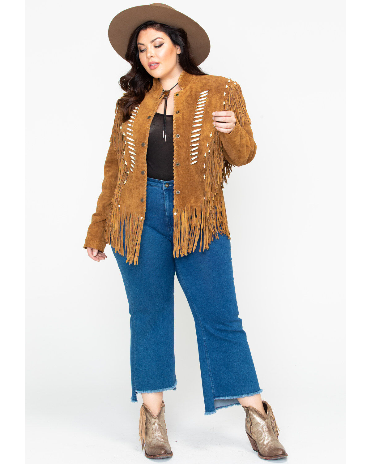 Image #7 - Liberty Wear Bone Bead & Fringe Leather Jacket - Plus, , hi-res