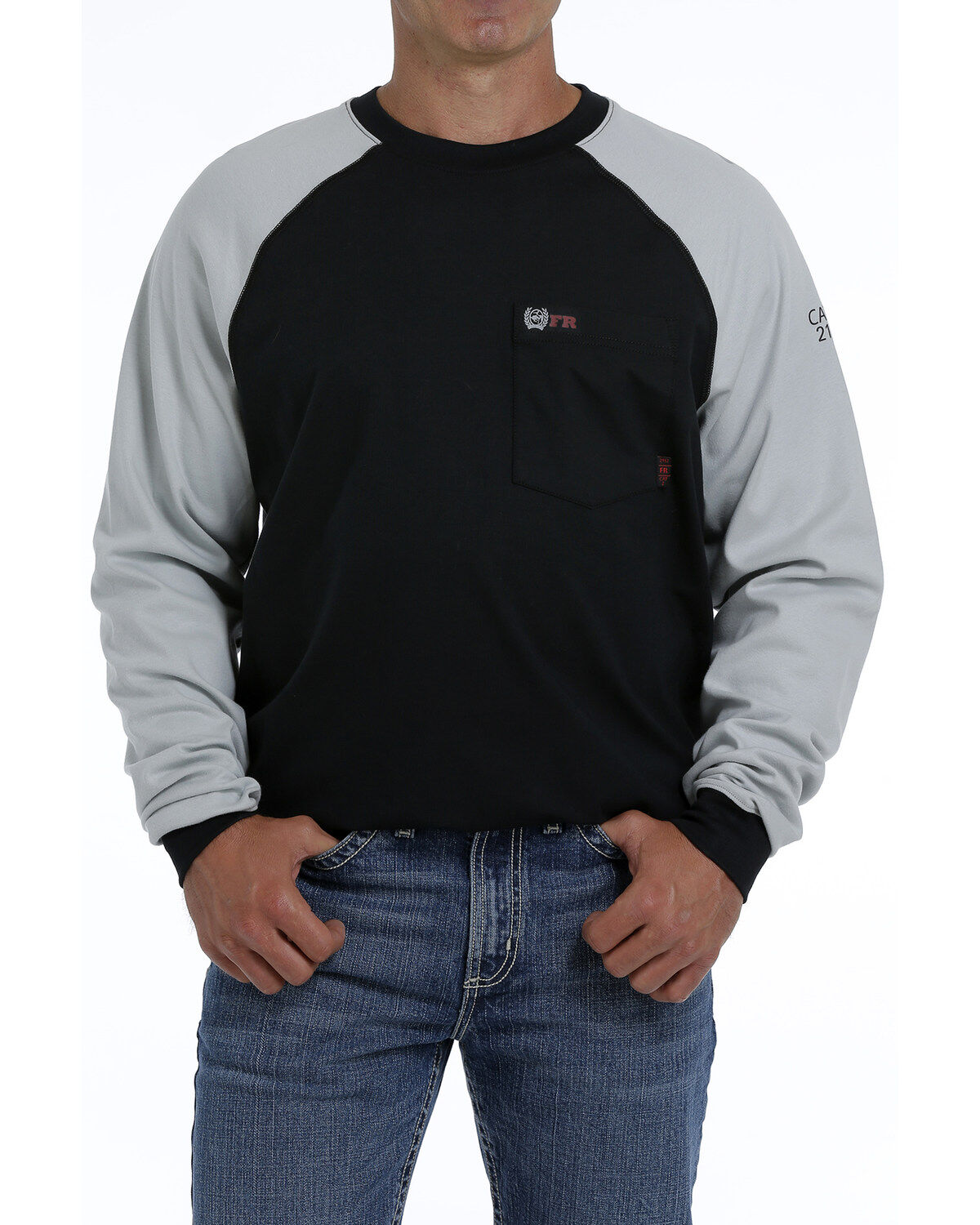 Image #1 - Cinch Men's FR Flag Logo Raglan Long Sleeve Work Shirt , , hi-res