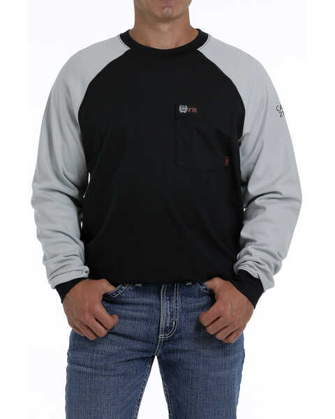 Image #1 - Cinch Men's FR Flag Logo Raglan Long Sleeve Work Shirt , , hi-res