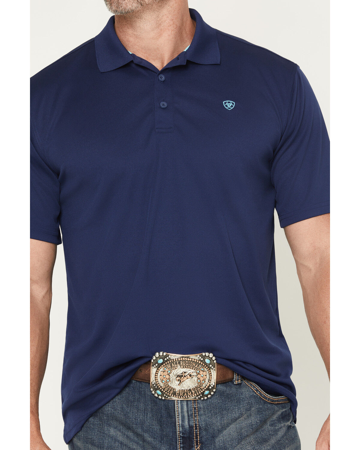 Image #3 - Ariat Men's TEK Short Sleeve Polo - Big, Navy, hi-res