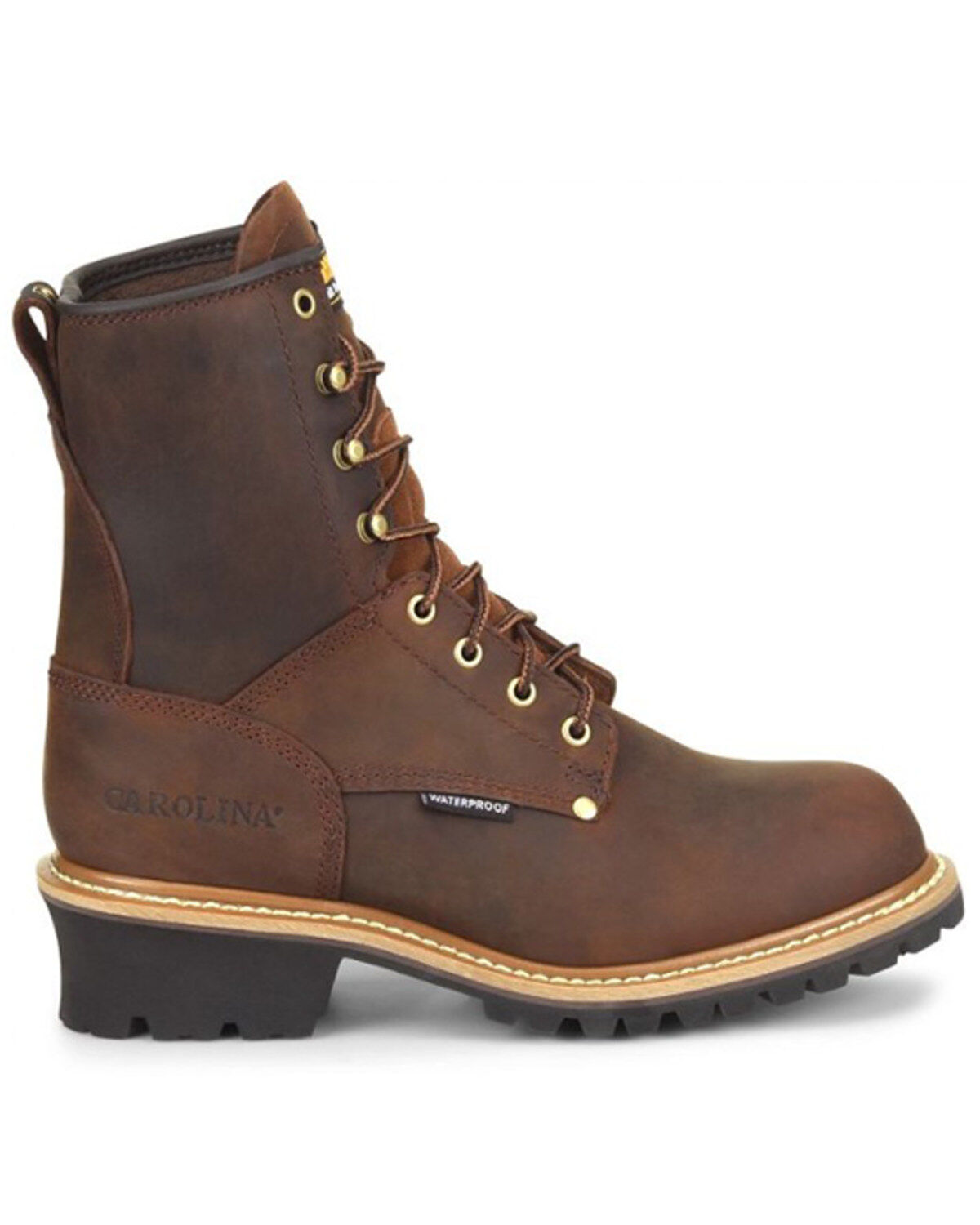 Image #2 - Carolina Men's Logger 8" Steel Toe Work Boots, Brown, hi-res
