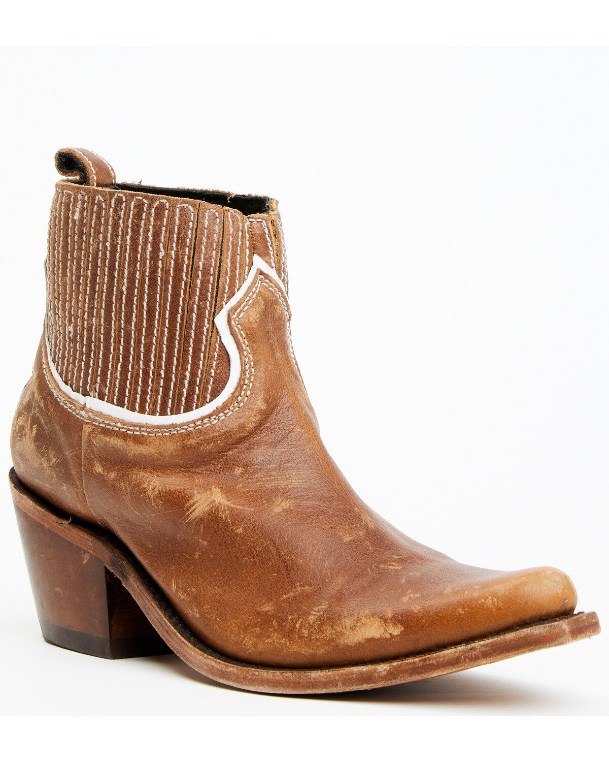 Image #1 - Liberty Black Women's Rebecca Back Star Booties - Snip Toe, Tan, hi-res