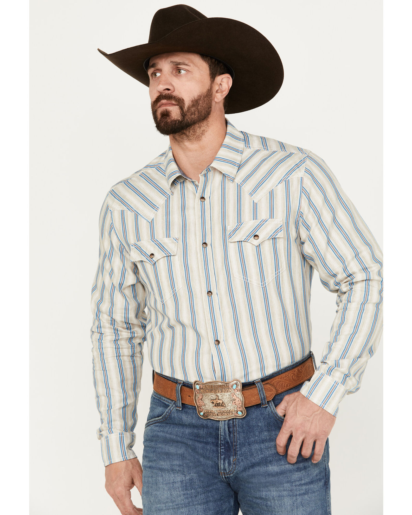 Cody James Men s La Cabana Striped Long Sleeve Western Snap Shirt