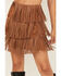 Image #2 - Fornia Women's Rhinestone Fringe Faux Suede Mini Skirt, Camel, hi-res