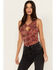 Beyond The Radar Women's Animal Print Mesh Tank, Rust Copper, hi-res