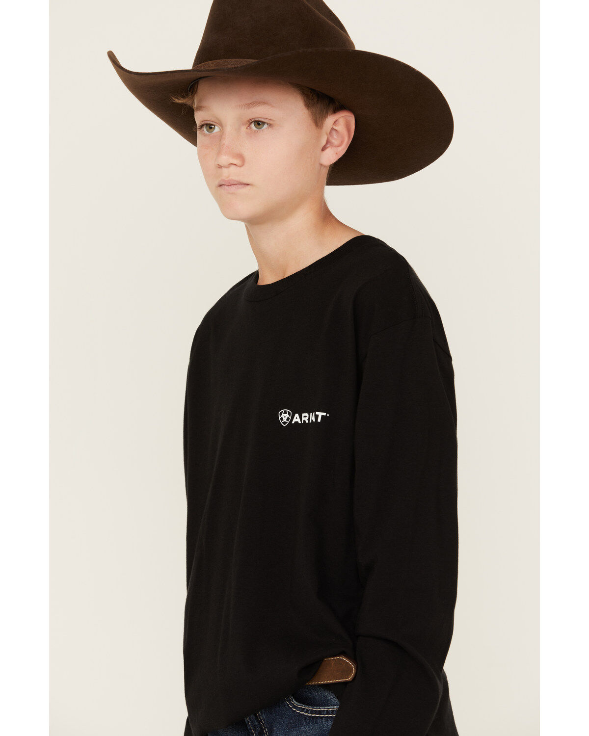 Image #3 - Ariat Boys' Camo Logo Long Sleeve Graphic T-Shirt, Black, hi-res
