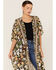 Flying Tomato Women's Floral Print Duster Kimono, Black, hi-res