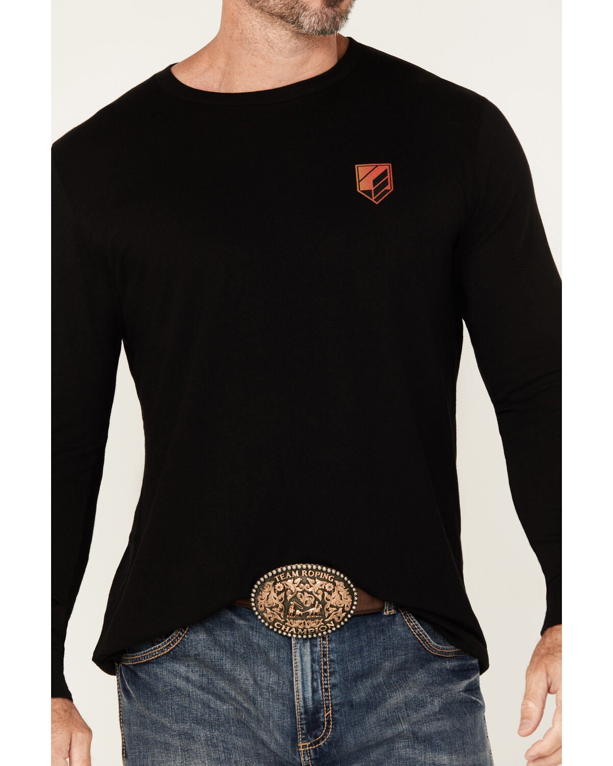 Product Name: RANK 45® Men's Raw Rodeo Logo Long Sleeve Graphic T-Shirt
