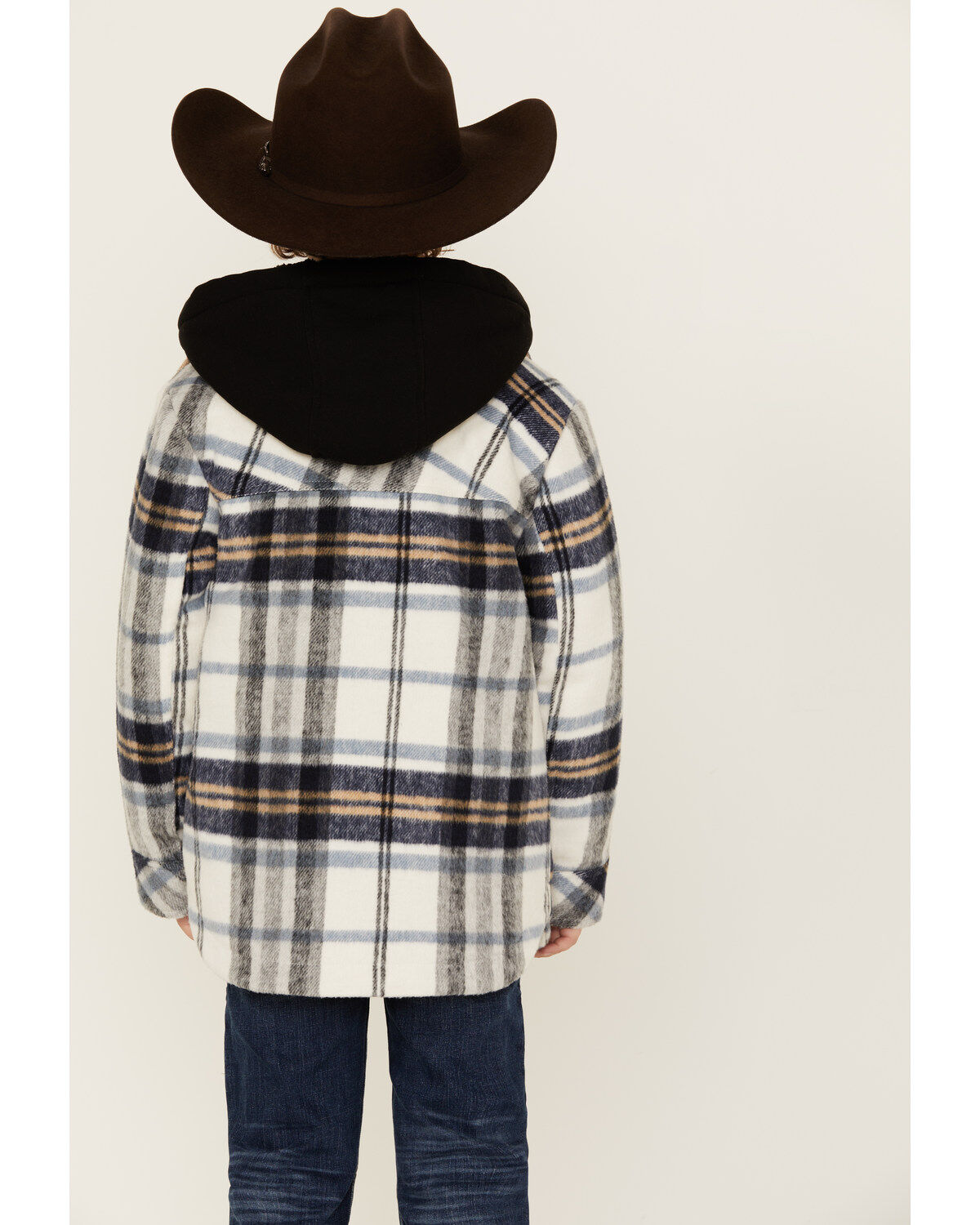 Image #4 - Urban Republic Boys' Plaid Print Sherpa Lined Hooded Shirt Jacket, White, hi-res
