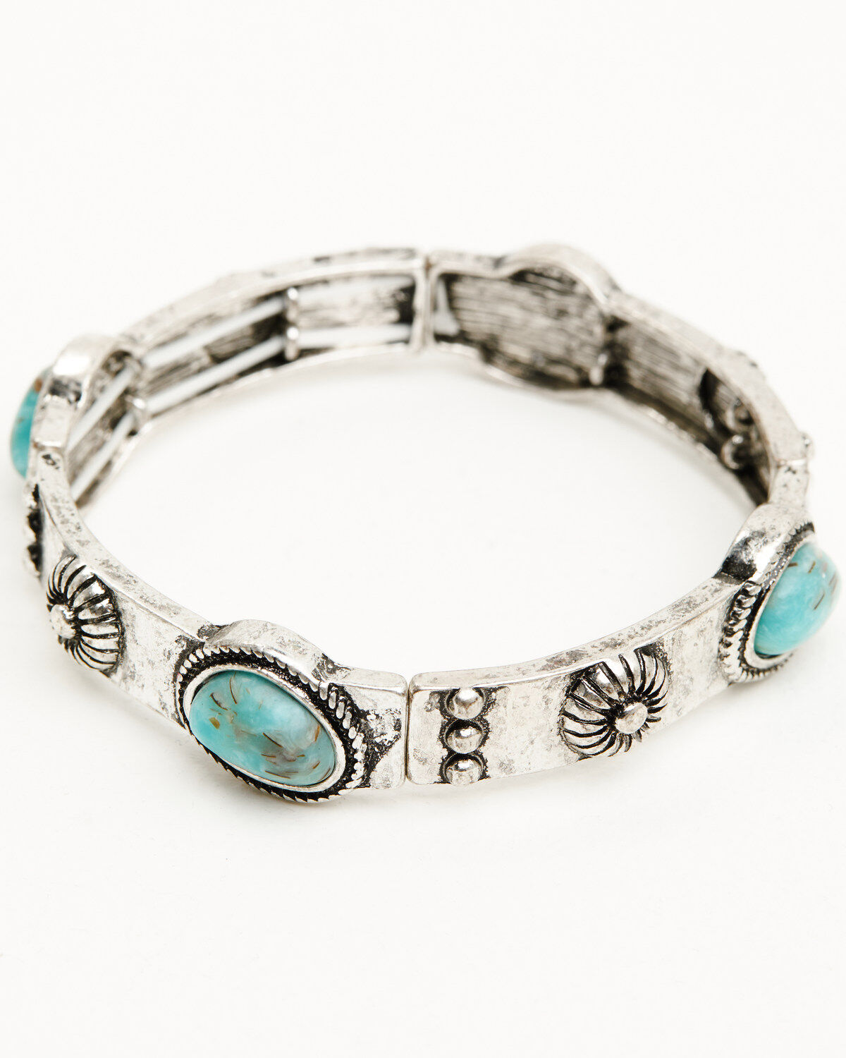Image #2 - Shyanne Women's Ridge Canyon Turquoise Concho Bracelet Set - 5 Piece, Silver, hi-res