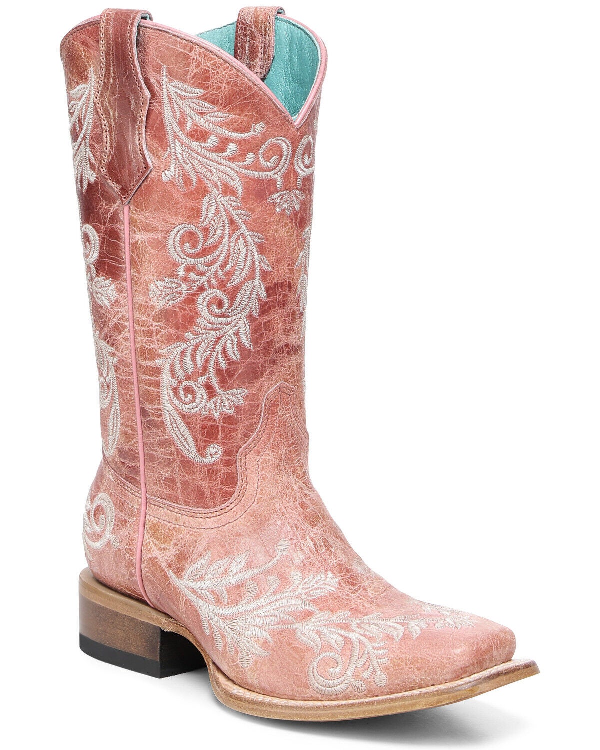 Image #1 - Corral Girls' Embroidered Western Boots - Broad Square Toe, Rose, hi-res