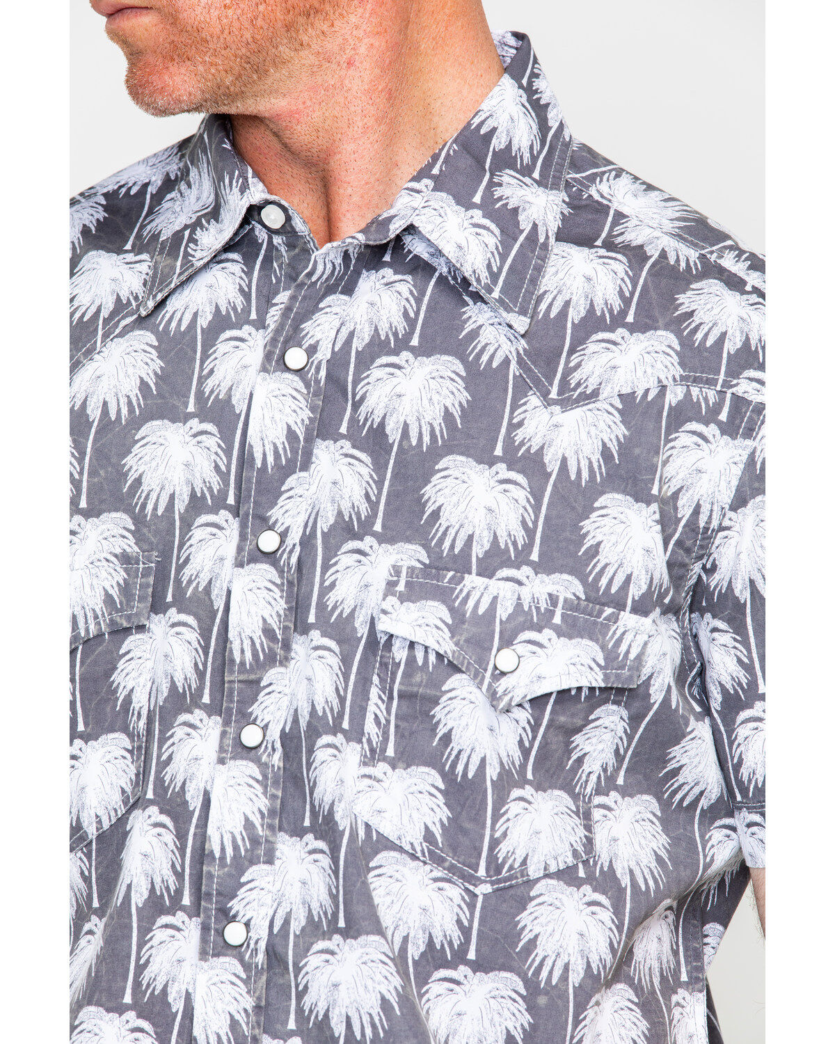 Image #4 - Rock & Roll Denim Men's Crinkle Washed Palm Print Short Sleeve Western Shirt, , hi-res