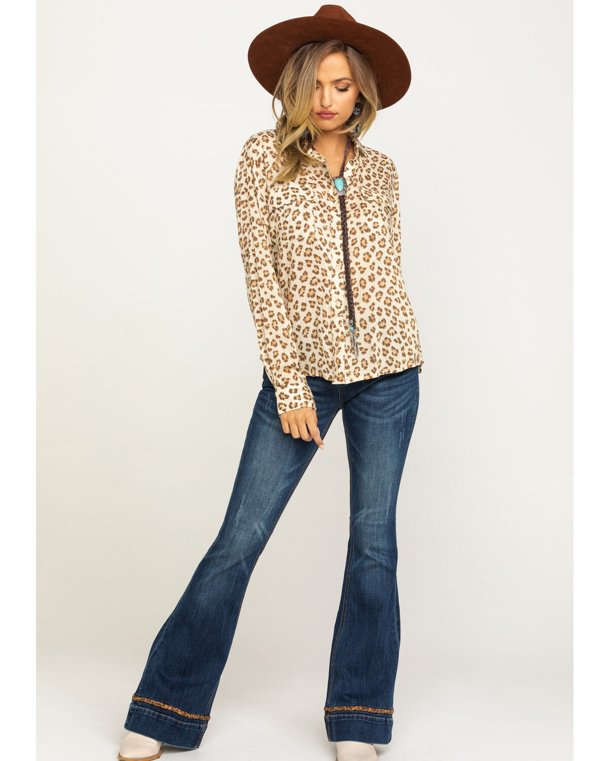 Image #6 - Stetson Women's Brown Leopard Print Button Down Top, , hi-res