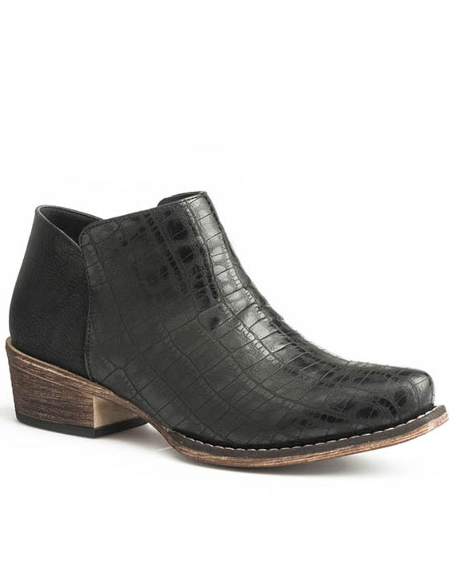 Image #1 - Roper Women's Black Sofia Faux Caiman Fashion Booties - Snip Toe, , hi-res
