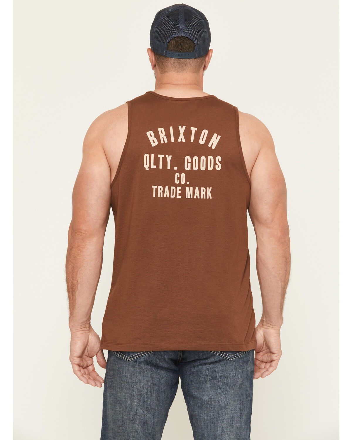 Image #1 - Brixton Men's Woodburn Logo Graphic Muscle Tank, Blue, hi-res
