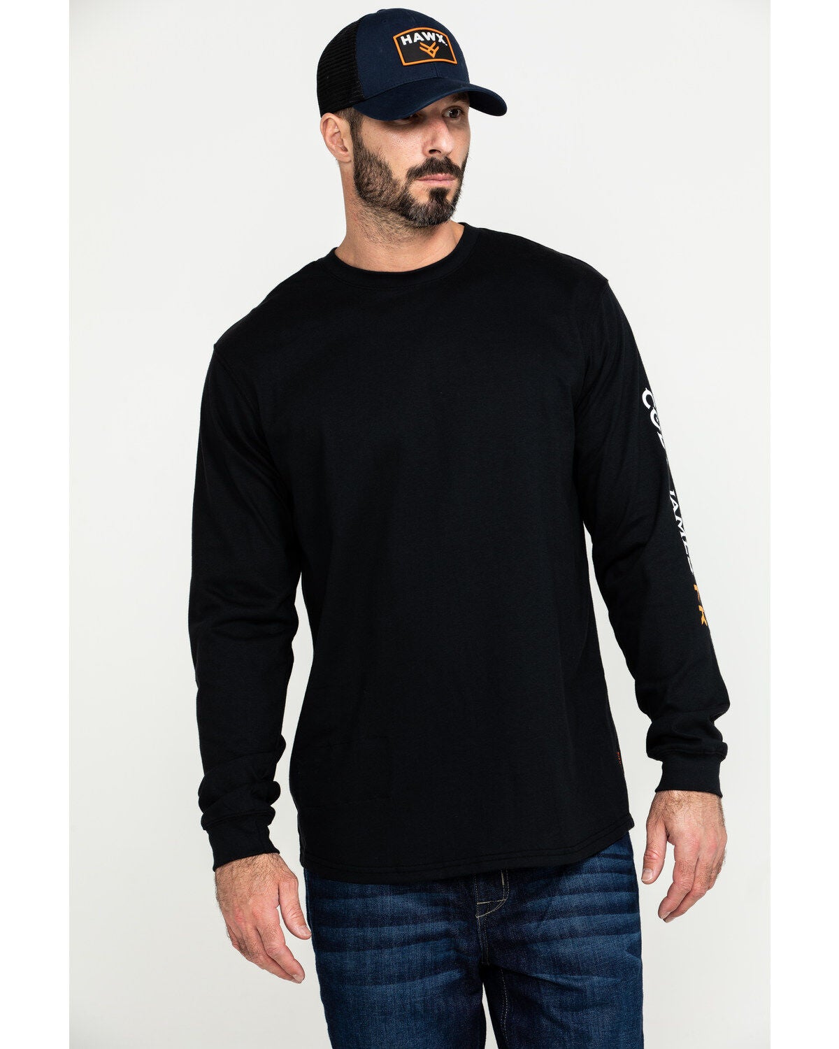 Cody James Men's FR Logo Long Sleeve Work Shirt - Tall, Black, hi-res