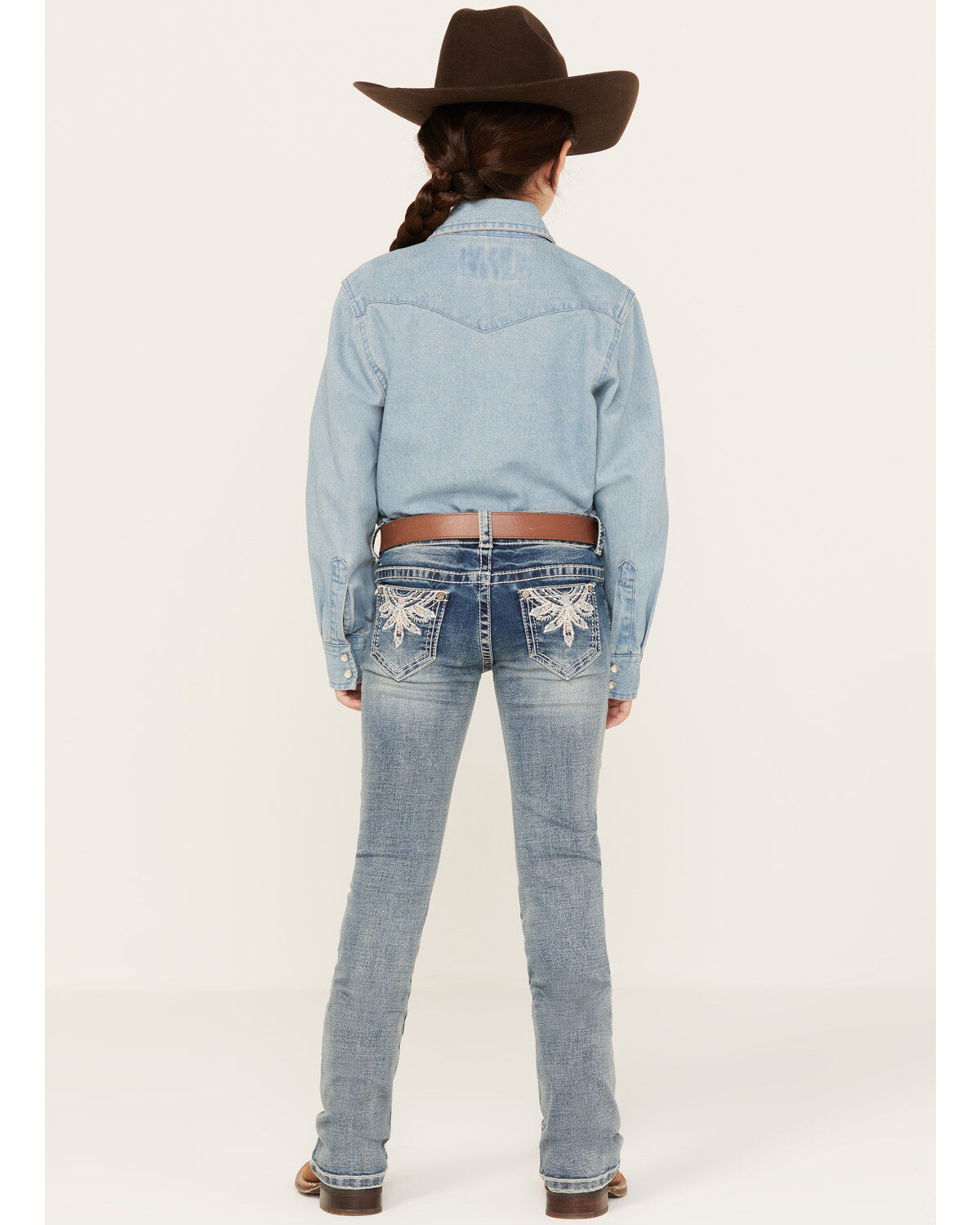 Image #1 - Shyanne Little Girls' Floral Dreamcatcher Bootcut Jeans, Blue, hi-res