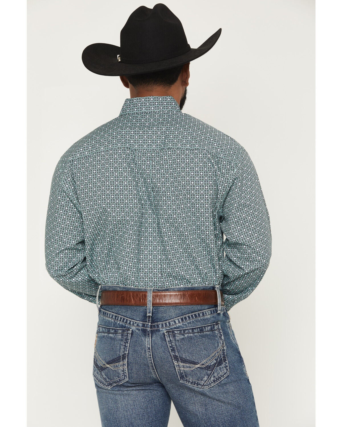 Image #4 - Cinch Men's Geo Print Long Sleeve Button-Down Western Shirt, Green, hi-res