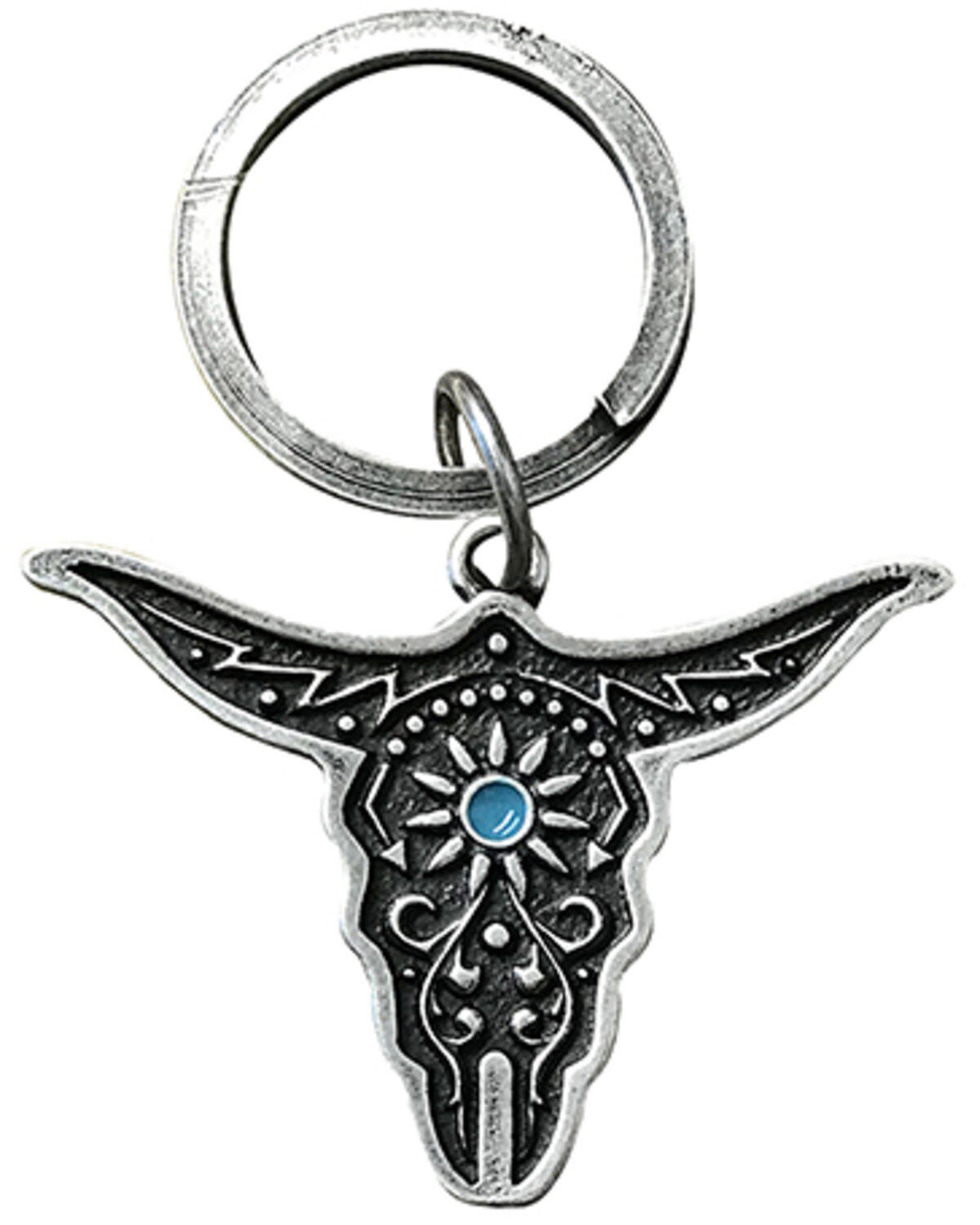 Cody James Men's Cowskull Keychain, Silver, hi-res