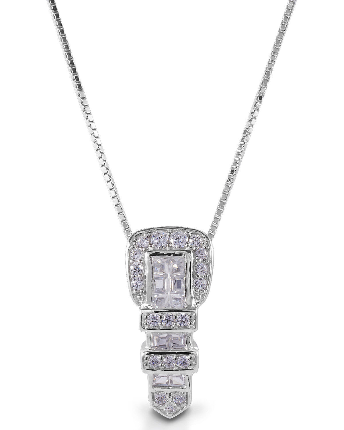 Image #1 - Kelly Herd Women's Clear Ranger Style Buckle Pendant Necklace, Silver, hi-res