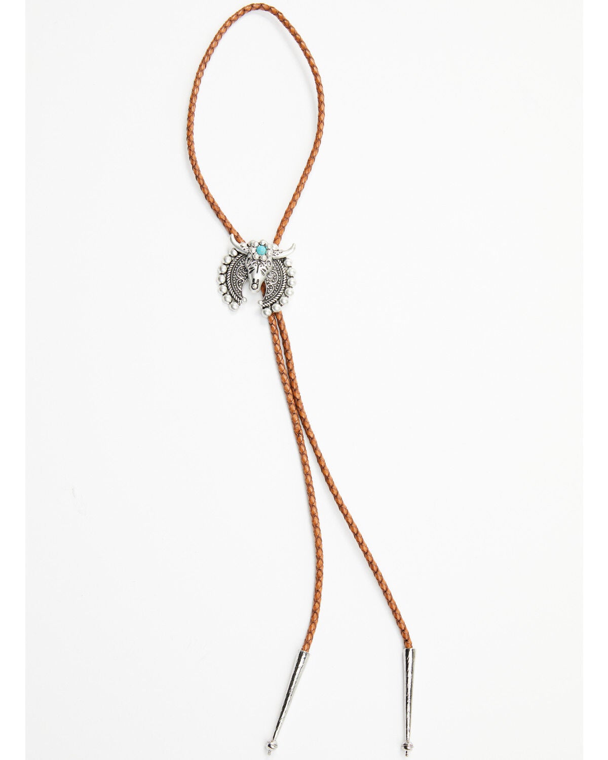 Shyanne Women's Crescent Steer Head Bolo Tie, Silver, hi-res