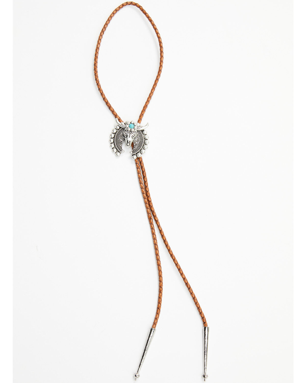 Image #1 - Shyanne Women's Crescent Steer Head Bolo Tie, Silver, hi-res