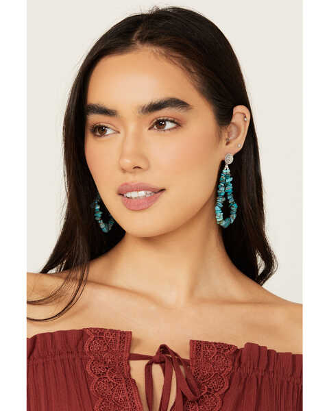 Paige Wallace Women's Turquoise Large Loop Earrings , Turquoise, hi-res