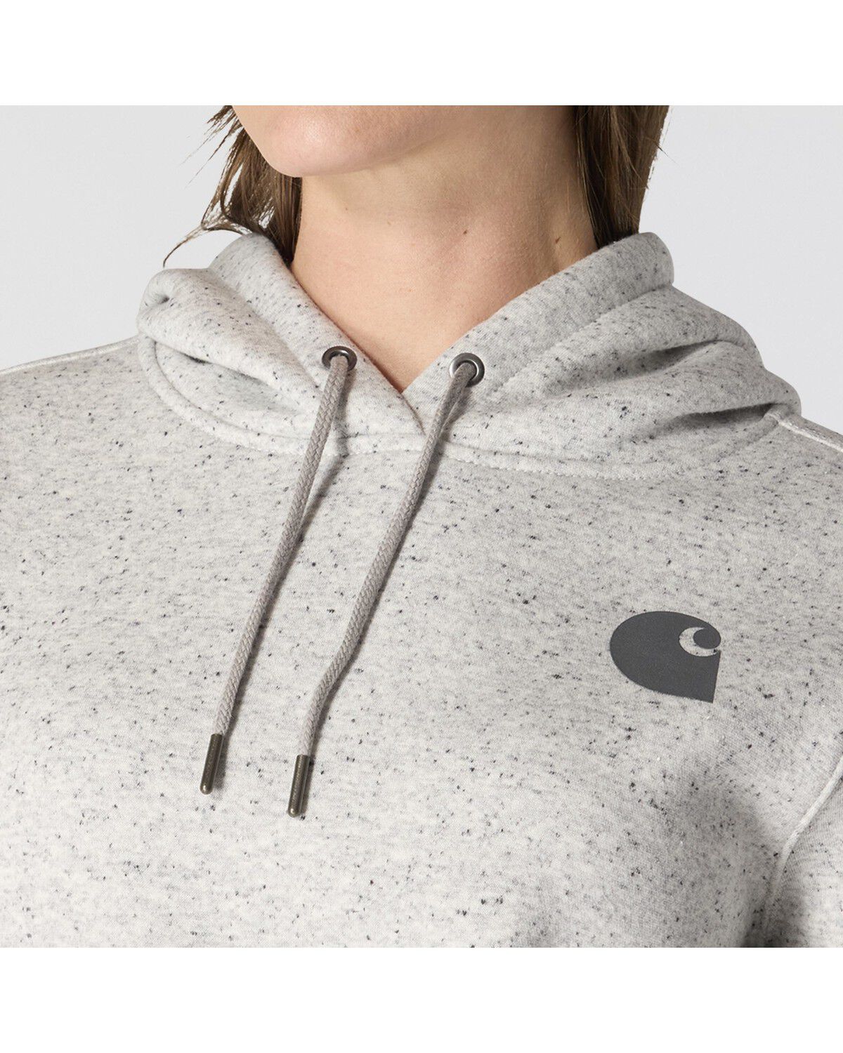 Carhartt Women's Heather Grey Clarksburg Sleeve Logo Hooded Sweatshirt - Plus