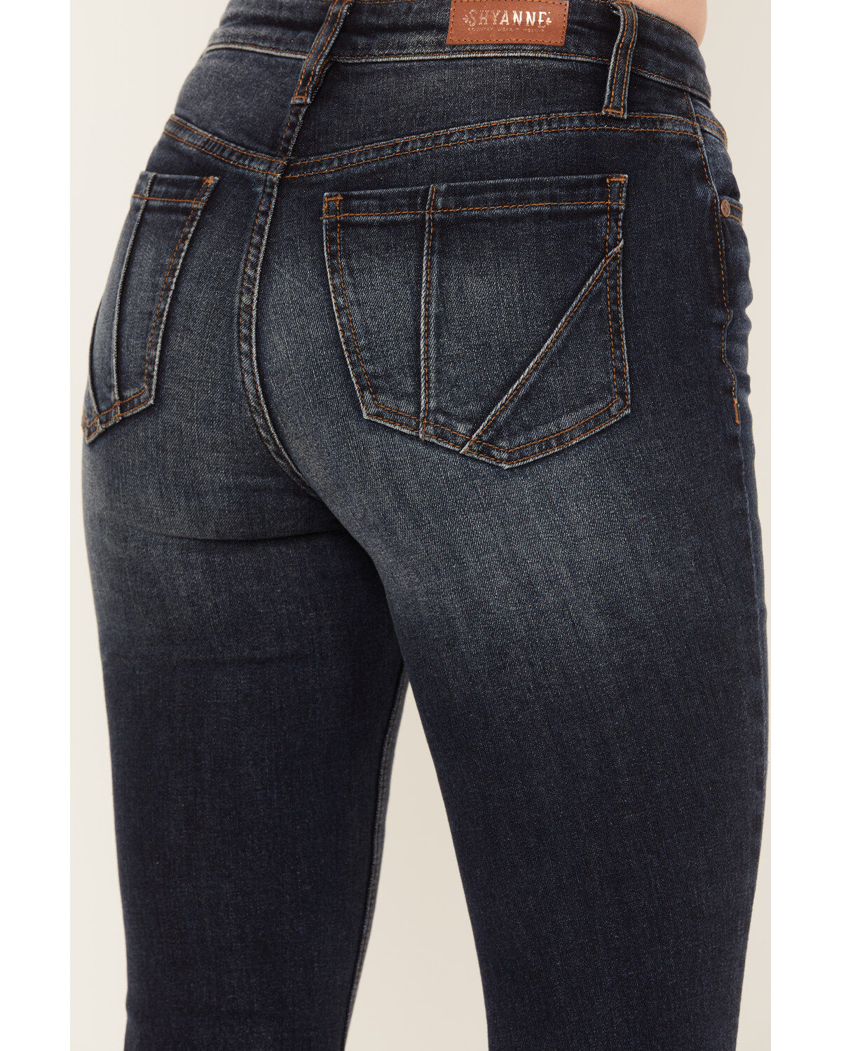 Image #4 - Shyanne Women's Dark Wash Mid Rise Slit Boot Cut Jeans, Dark Medium Wash, hi-res