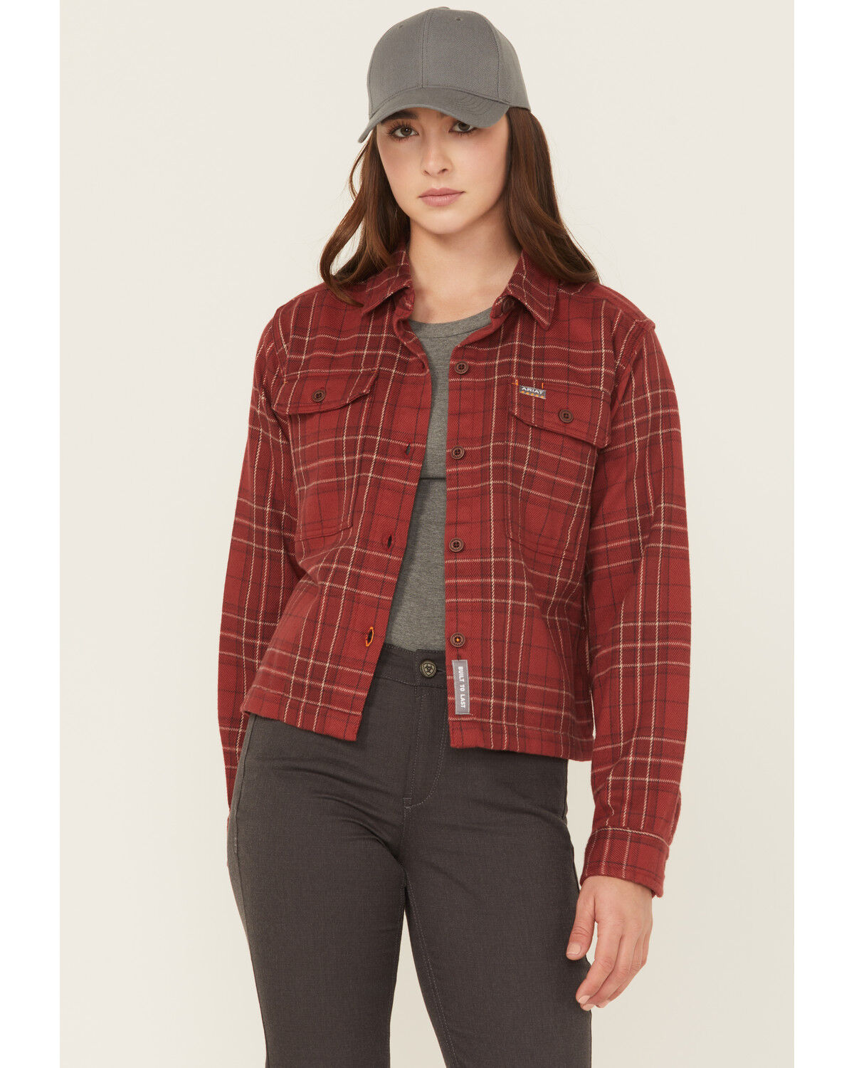 Image #1 - Ariat Women's Rebar Heavy Durastretch Flannel Work Shirt, Red, hi-res