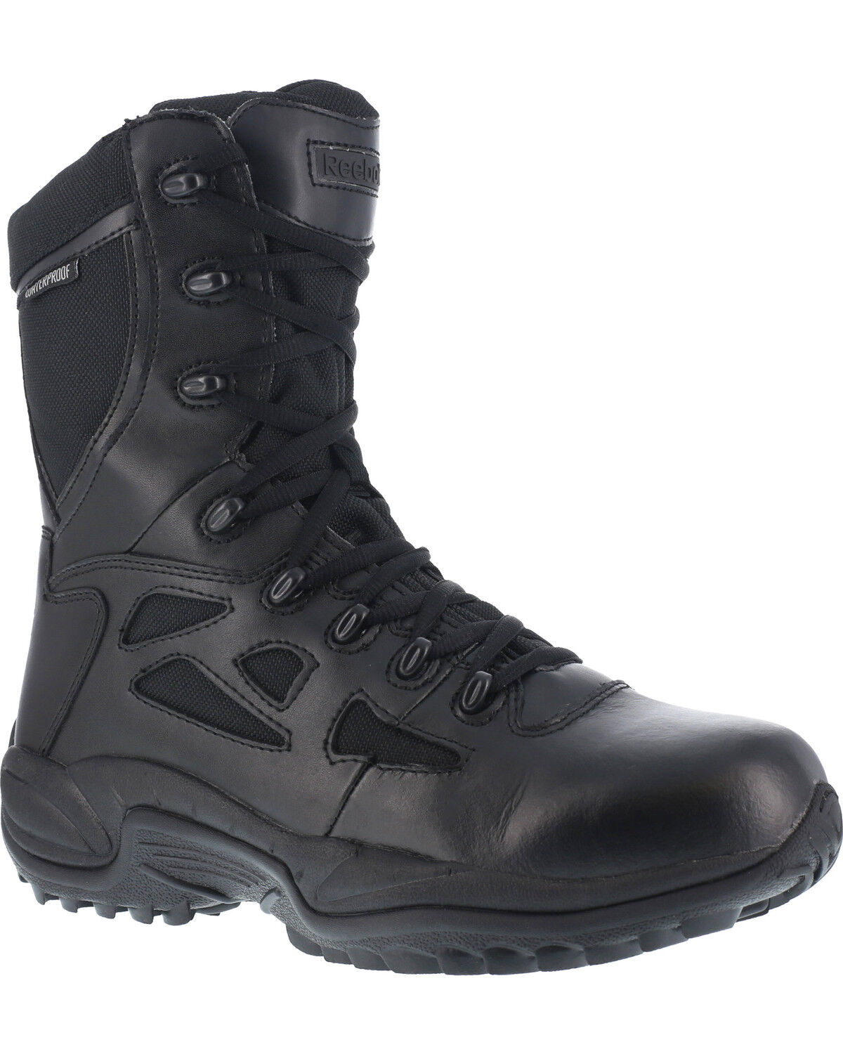 Image #1 - Reebok Men's Rapid Response 8" Work Boots - Round Toe, Black, hi-res