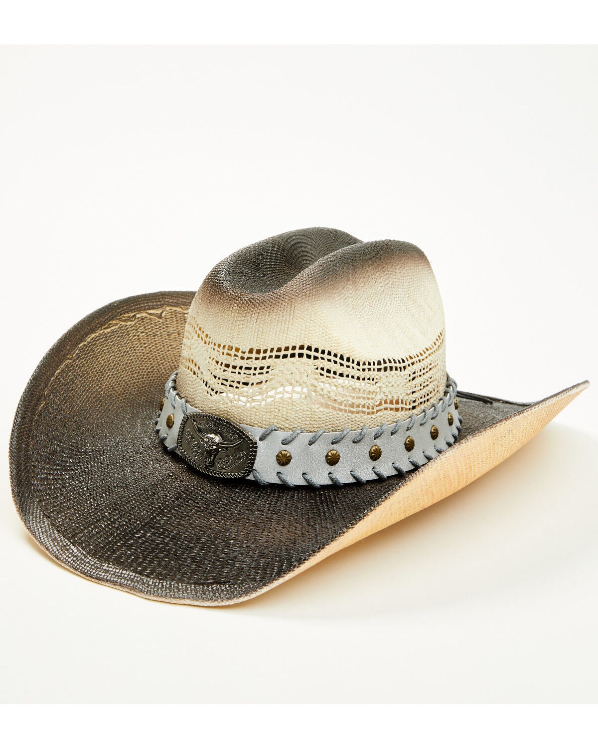 Cody James Boys' Longhorn Luke Straw Cowboy Hat, Natural, hi-res