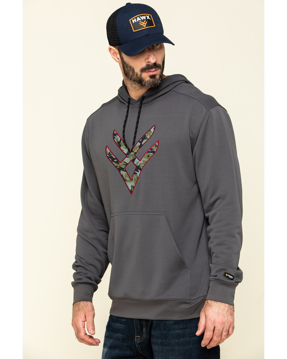 Image #3 - Hawx Men's Gray Tech Logo Hooded Work Sweatshirt, , hi-res