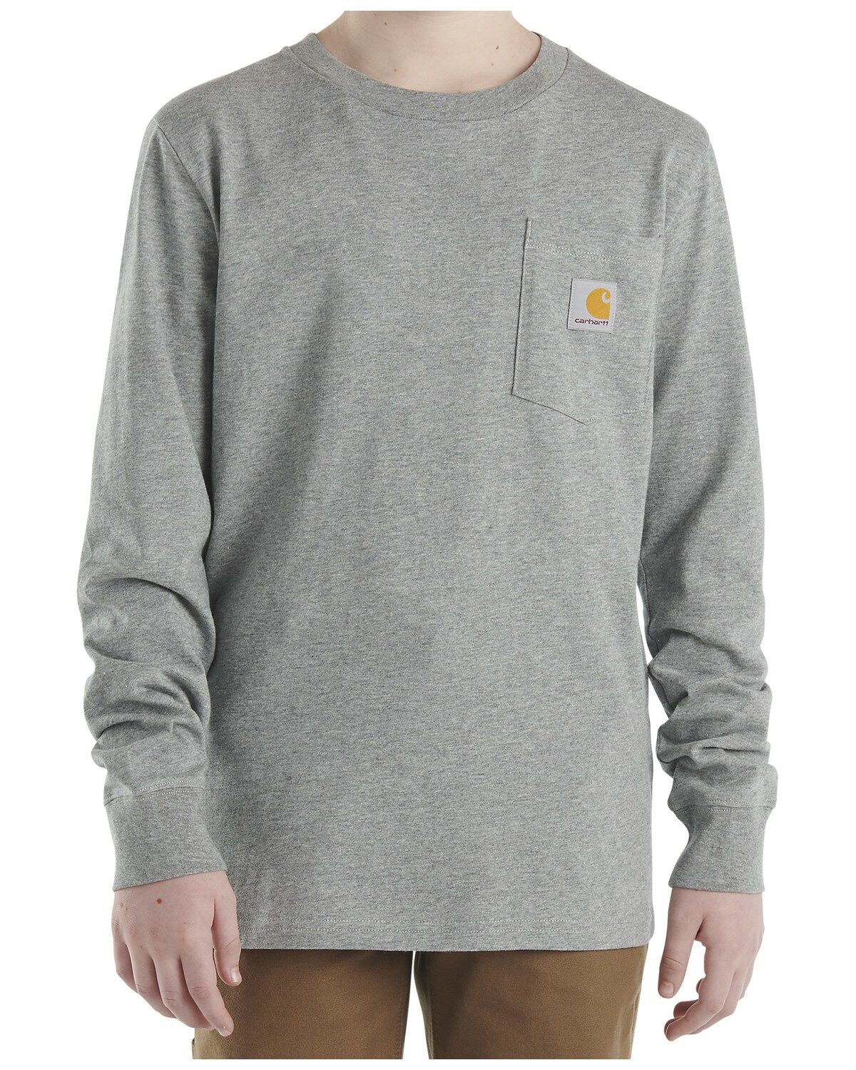 Image #1 - Carhartt Toddler Boys' Logo Long Sleeve Pocket T-Shirt, Charcoal, hi-res