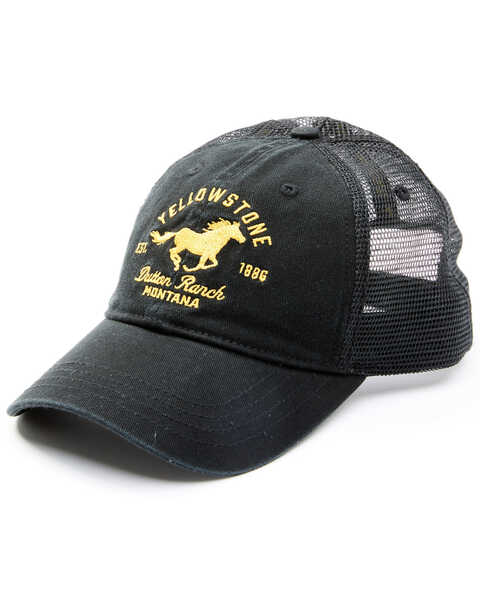 Paramount Network’s Yellowstone Men's Dutton Ranch Horse Logo Mesh-Back Baseball Cap , Black, hi-res