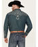 Image #4 - Scully Men's Denim Scroll Embroidered Long Sleeve Pearl Snap Western Shirt, Navy, hi-res