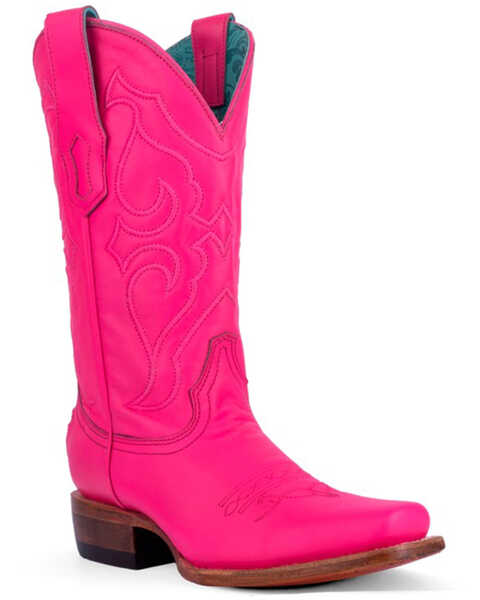 Corral Women's Embroidered Western Boots - Square Toe, Fuchsia, hi-res